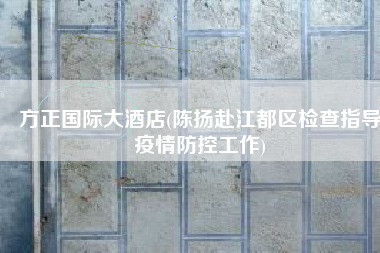 方正国际大酒店(陈扬赴江都区检查指导疫情防控工作)