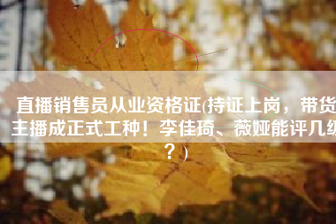 直播销售员从业资格证(持证上岗，带货主播成正式工种！李佳琦、薇娅能评几级？)