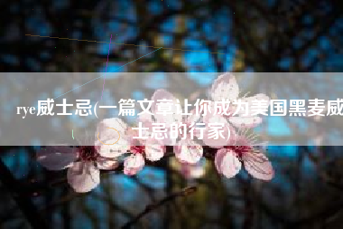 rye威士忌(一篇文章让你成为美国黑麦威士忌的行家)