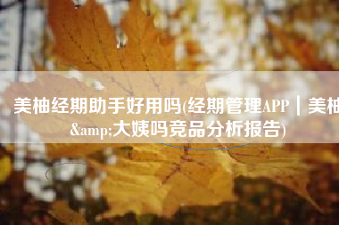 美柚经期助手好用吗(经期管理APP｜美柚&大姨吗竞品分析报告)
