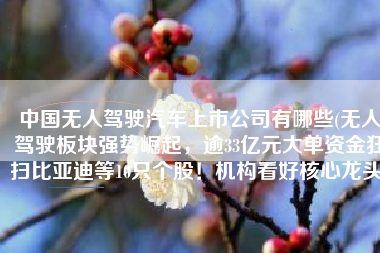中国无人驾驶汽车上市公司有哪些(无人驾驶板块强势崛起，逾33亿元大单资金狂扫比亚迪等10只个股！机构看好核心龙头)