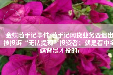 金蝶随手记事件(随手记网贷业务要退出被投诉“无法提现”投资者：就是看中金蝶背景才投的)