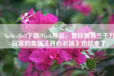 farmville3下载(Flash停运，曾经拥有三千万玩家的美版《开心农场》也结束了)