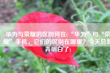 华为与荣耀的区别何在(“华为”和“荣耀”手机，它们的区别在哪里？今天总算弄明白了)