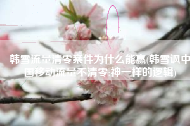 韩雪流量清零案件为什么能赢(韩雪讽中国移动流量不清零:神一样的逻辑)
