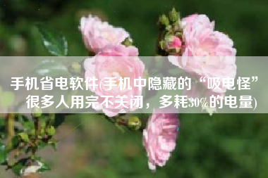手机省电软件(手机中隐藏的“吸电怪”，很多人用完不关闭，多耗30%的电量)