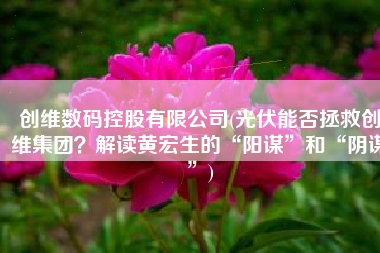 创维数码控股有限公司(光伏能否拯救创维集团？解读黄宏生的“阳谋”和“阴谋”)