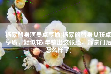 杨幂替身演员卓亨瑜(杨幂的替身女孩卓亨瑜，疑似花6年整出这张脸，嫁豪门后怎么样了)