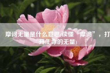 摩诃无量是什么意思(读懂“摩诃”，打开生命的无量)
