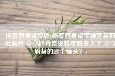 杨幂替身卓亨瑜(杨幂替身卓亨瑜整容前后照片 卓亨瑜背景资料年龄多大了 卓亨瑜替的哪个镜头？)