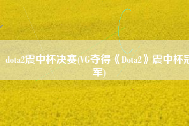 dota2震中杯决赛(VG夺得《Dota2》震中杯冠军)
