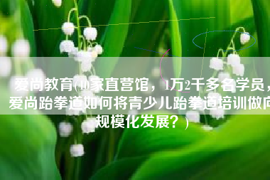 爱尚教育(40家直营馆，1万2千多名学员，爱尚跆拳道如何将青少儿跆拳道培训做向规模化发展？)