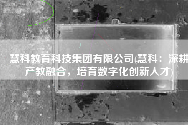 慧科教育科技集团有限公司(慧科：深耕产教融合，培育数字化创新人才)
