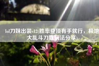 lol刀妹出装s12(胜率登顶有手就行，极地大乱斗刀妹玩法分享)