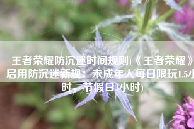 王者荣耀防沉迷时间规则(《王者荣耀》启用防沉迷新规：未成年人每日限玩1.5小时，节假日3小时)
