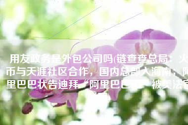 用友政务是外包公司吗(链查查总局：火币与天涯社区合作，国内总部入海南；阿里巴巴状告迪拜“阿里巴巴币”被美法官驳回)