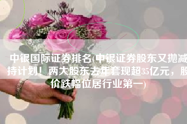 中银国际证券排名(中银证券股东又抛减持计划！两大股东去年套现超35亿元，股价跌幅位居行业第一)
