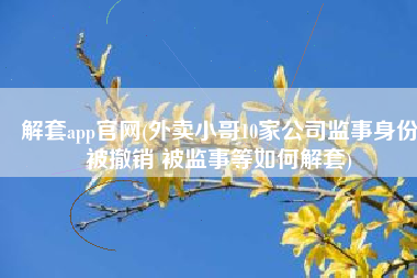 解套app官网(外卖小哥10家公司监事身份被撤销 被监事等如何解套)