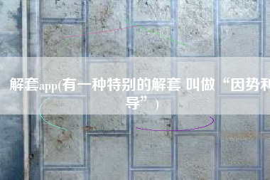 解套app(有一种特别的解套 叫做“因势利导”)