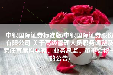 中银国际证券标准版(中银国际证券股份有限公司 关于高级管理人员职务调整及聘任首席科学家、业务总监、董事会秘书的公告)