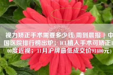 视力矫正手术需要多少钱(周到晨报 | 中国医院排行榜出炉；ICL植入手术可矫正1800度近视；11月沪牌最低成交价91400元)