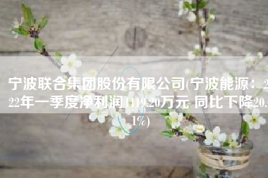 宁波联合集团股份有限公司(宁波能源：2022年一季度净利润4419.20万元 同比下降20.01%)