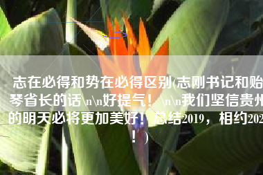 志在必得和势在必得区别(志刚书记和贻琴省长的话\n\n好提气！\n\n我们坚信贵州的明天必将更加美好！总结2019，相约2020！)