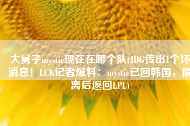 大舅子mystic现在在哪个队(JDG传出1个坏消息！LCK记者爆料：mystic已回韩国，隔离后返回LPL)