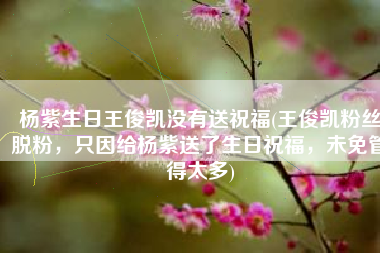 杨紫生日王俊凯没有送祝福(王俊凯粉丝脱粉，只因给杨紫送了生日祝福，未免管得太多)