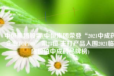 中恒集团股票(中恒集团荣登“2021中成药企业TOP100”第23位 主打产品入围2021临床价值中成药品牌榜)