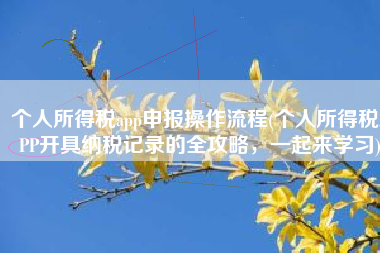 个人所得税app申报操作流程(个人所得税APP开具纳税记录的全攻略，一起来学习)