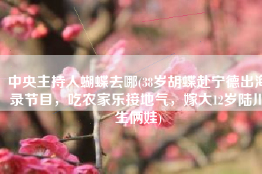 中央主持人蝴蝶去哪(38岁胡蝶赴宁德出海录节目，吃农家乐接地气，嫁大12岁陆川生俩娃)