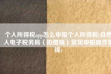 个人所得税app怎么申报个人所得税(自然人电子税务局（扣缴端）常见申报操作集锦)