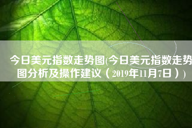 今日美元指数走势图(今日美元指数走势图分析及操作建议（2019年11月7日）)