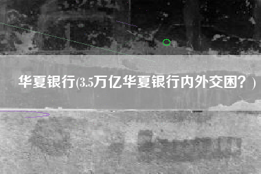华夏银行(3.5万亿华夏银行内外交困？)