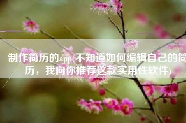 制作简历的app(不知道如何编辑自己的简历，我向你推荐这款实用性软件)