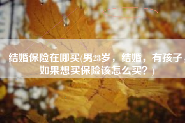 结婚保险在哪买(男28岁，结婚，有孩子，如果想买保险该怎么买？)