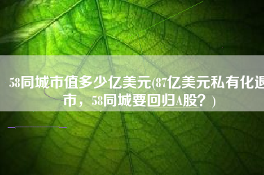 58同城市值多少亿美元(87亿美元私有化退市，58同城要回归A股？)