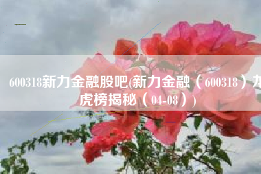 600318新力金融股吧(新力金融（600318）龙虎榜揭秘（04-08）)