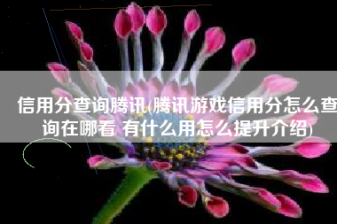 信用分查询腾讯(腾讯游戏信用分怎么查询在哪看 有什么用怎么提升介绍)