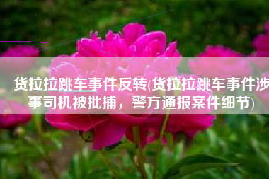 货拉拉跳车事件反转(货拉拉跳车事件涉事司机被批捕，警方通报案件细节)