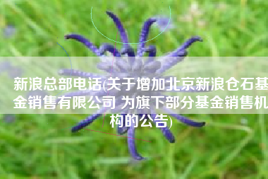 新浪总部电话(关于增加北京新浪仓石基金销售有限公司 为旗下部分基金销售机构的公告)