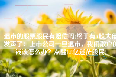 退市的股票股民有赔偿吗(终于有A股大佬发声了：上市公司一旦退市，我们散户的钱该怎么办？点醒1.8亿迷茫股民)
