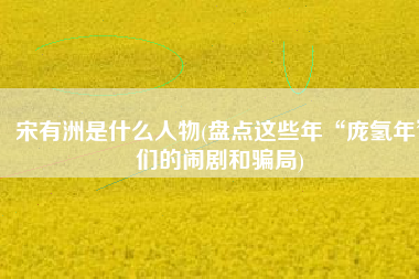宋有洲是什么人物(盘点这些年“庞氢年”们的闹剧和骗局)