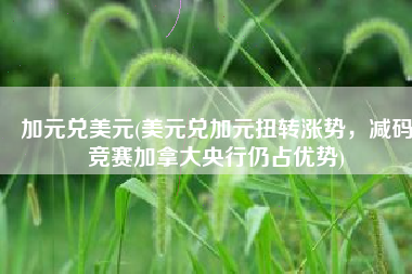 加元兑美元(美元兑加元扭转涨势，减码竞赛加拿大央行仍占优势)