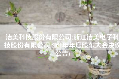 洁美科技股份有限公司(浙江洁美电子科技股份有限公司 2021年年度股东大会决议公告)