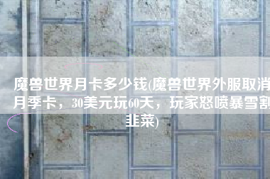 魔兽世界月卡多少钱(魔兽世界外服取消月季卡，30美元玩60天，玩家怒喷暴雪割韭菜)