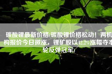 碳酸锂最新价格(碳酸锂价格松动！两机构报价今日微涨，锂矿股以42.2%涨幅夺本轮反弹冠军)