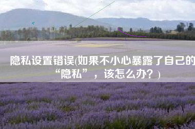隐私设置错误(如果不小心暴露了自己的“隐私”，该怎么办？)