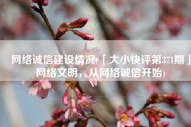 网络诚信建设情况(「大小快评第371期」网络文明，从网络诚信开始)